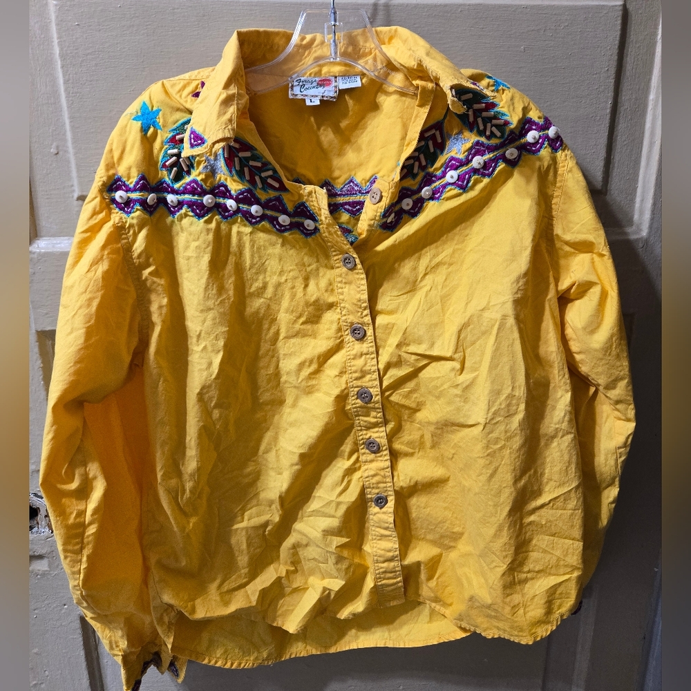 Ecologio Forage Country Western Embellished Native Long Sleeve Button Shirt